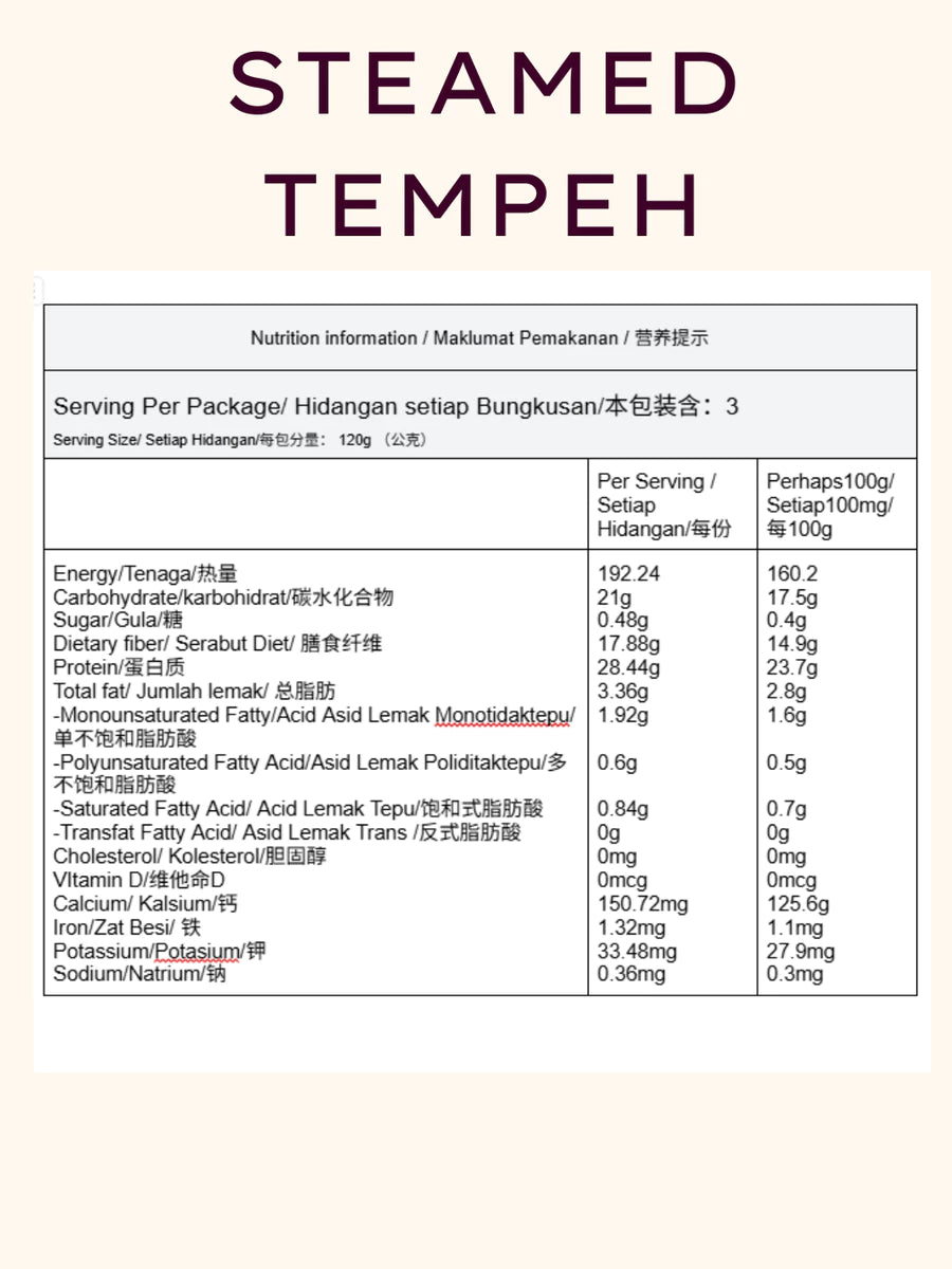 Steamed Tempeh (Fermented Soybean)